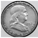1857 FRANKLIN HALF DOLLAR AU