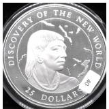 1990 BAHAMAS PROOF SILVER 25 DOLLARS 5 OZ