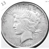 1922 D PEACE DOLLAR VF