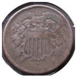 1864 TWO CENT PIECE VF