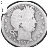 1908 D BARBER QUARTER G