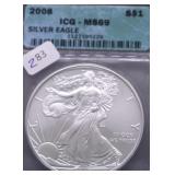 2008 ICG MS69 SILVER EAGLE