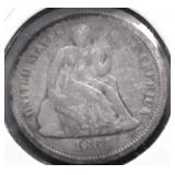 1861 SEATED DIME VG