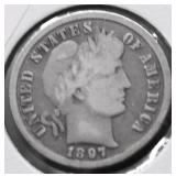 1897 BARBER DIME F
