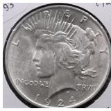 1924 CHOICE BU PEACE DOLLAR