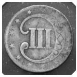 1852 3 CENT PIECE G