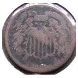 1865 TWO CENT PIECE VG