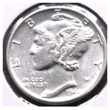 1944 D CH BU SPLIT BANDS MERCURY DIME