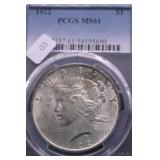 1922 PCGS MS61 PEACE DOLLAR