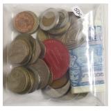 SMALL BAG OF FOREIGN COINS
