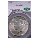 1924 CAC MS62 PEACE DOLLAR