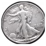 1938 WALKING HALF DOLLAR VF DETAILS