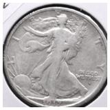 1917 D WALKING HALF DOLLAR F