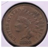 1880 INDIAN HEAD CENT XF
