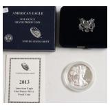 2013 PROOF SILVER EAGLE W BOX PAPERS