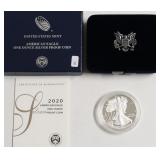 2020 PROOF SILVER EAGLE W BOX PAPERS