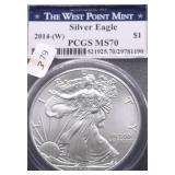 2014 W PCGS MS70 SILVER EAGLE