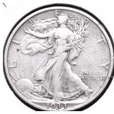 1933 S WALKING HALF DOLLAR XF