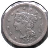 1851 LARGE CENT XF