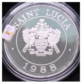 1988 ST LUCIA SILVER 100 DOLLARS 5 0Z