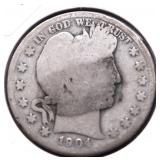1904 O BARBER HALF DOLLAR AG