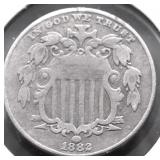 1882 SHIELD NICKEL VF