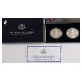 PROOF YELLOWSTONE SILVER DOLLAR & HALF W BOX PAPER