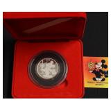1989 MICKEY MOUSE 1 OZ .999 SIVER ROUND W BOX  PAP