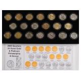 GOLD  PLATINUM & PALLADIUM PLATED QUARTER SET