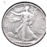 1939 S WALKING HALF DOLLAR XF