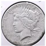 1922 S PEACE DOLLAR VF