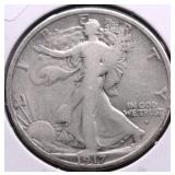 1917 S WALKING HALF DOLLAR F