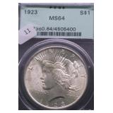 1923 PCGS MS64 PEACE DOLLAR