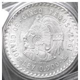 1947 CHOICE BU MEXICO SILVER 5 PESOS CH BU