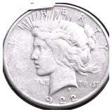 1922 S PEACE DOLLAR VF
