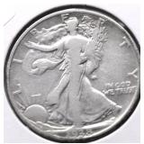 1938 D WALKING HALF DOLLAR VF