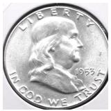 1953 CHOICE BU FRANKLIN HALF DOLLAR