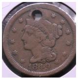 1849 LARGE CENT HOLE