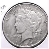 1922 S PEACE DOLLAR XF