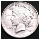 1921 PEACE DOLLAR VF