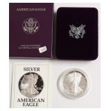 1990 PROOF SILVER EAGLE W BOX PAPERS