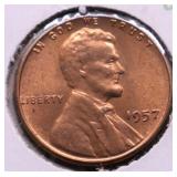 1957 GEM RED LINCOLN CENT