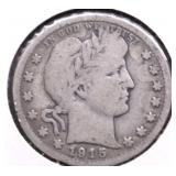 1915 BARBER QUARTER VF