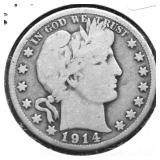 1914 S BARBER HALF DOLLAR VG