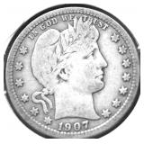 1907 O BARBER QUARTER F