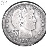 1892 O BARBER QUARTER G