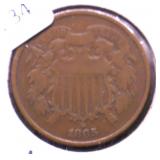 1865 TWO CENT  PIECE VF