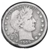 1909 D BARBER QUARTER F