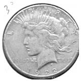 1922 S PEACE DOLLAR VF