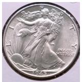 1945 GEM BU WALKING HALF DOLLAR